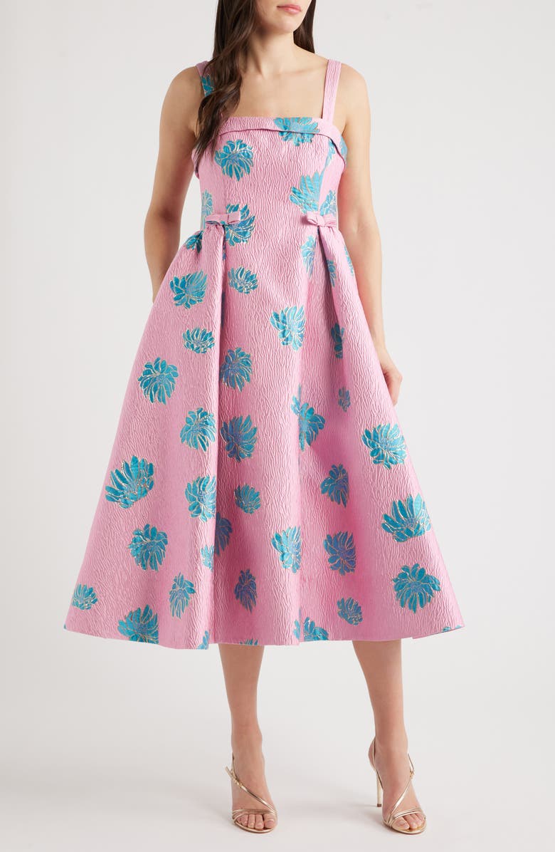 Lilly Pulitzer<sup>®</sup> Rissy Metallic Floral Jacquard Dress, Main, color, Conch Shell Pink Jungle