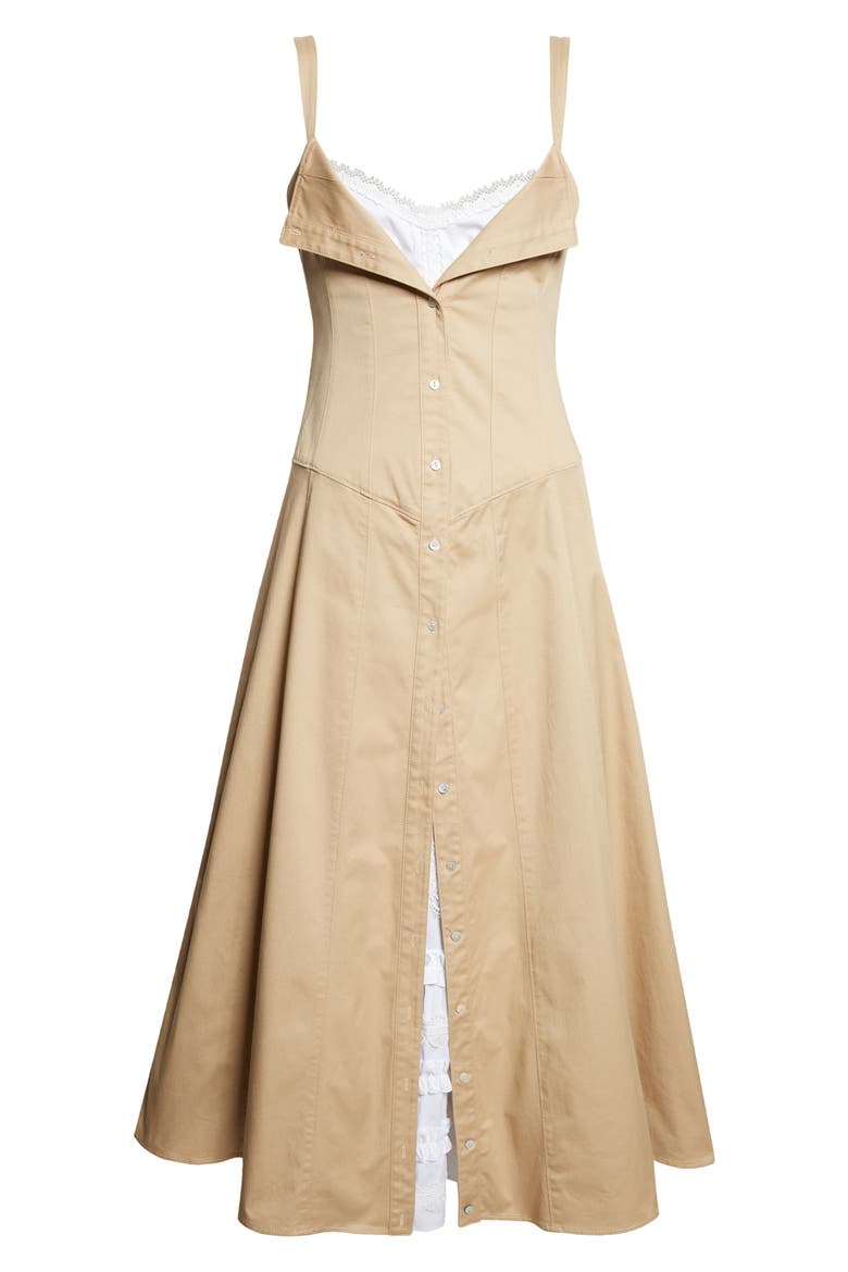Lucil Layer Ruffle Maxi Dress, Alternate, color, KHAKI/ WHITE