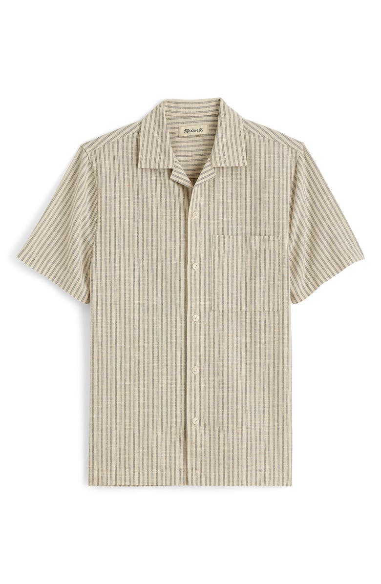 Madewell Short Sleeve Button-Up Shirt in Indigo-Dyed Stripe, Alternate, color, Colton Stripe