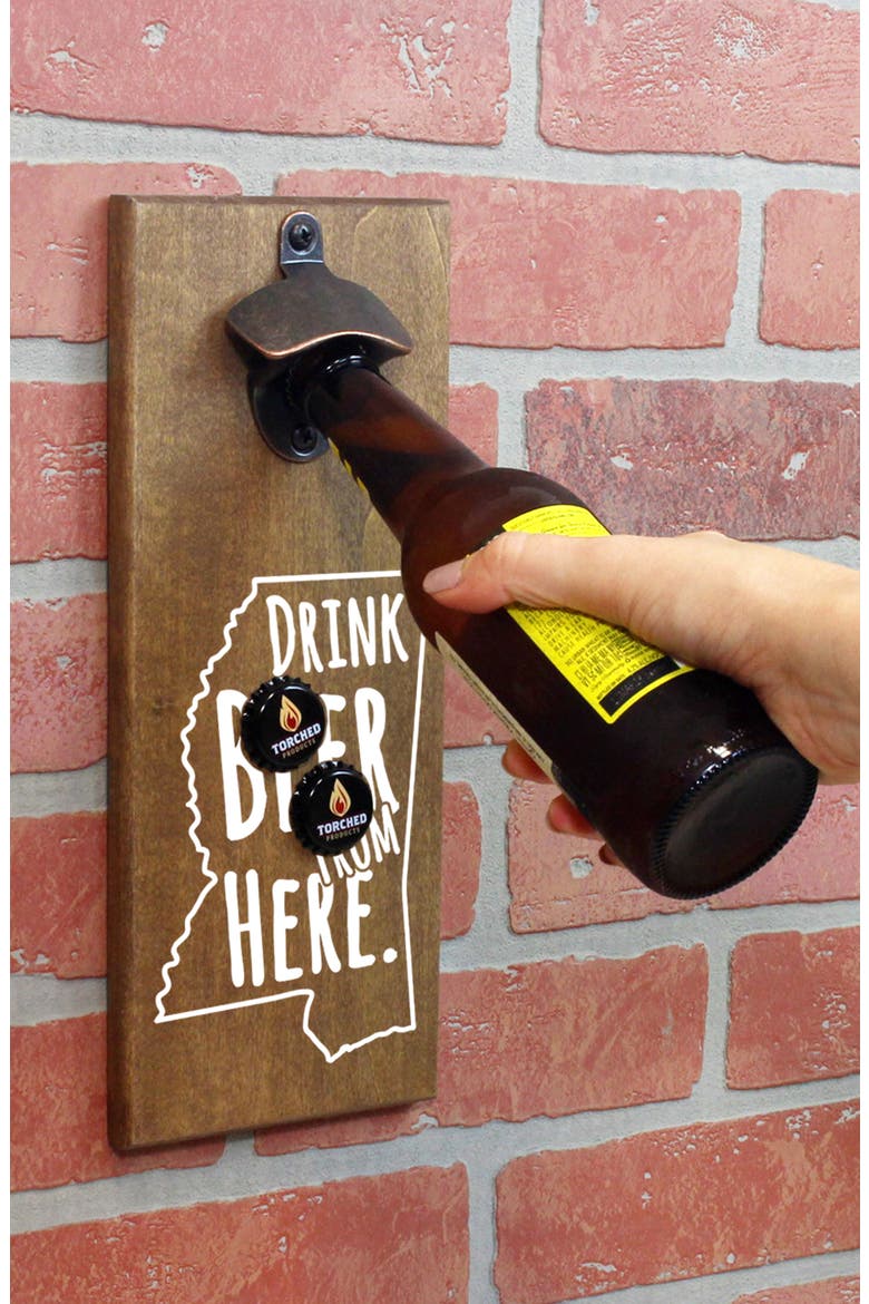 Drink Beer from Here State Wall Mount Bottle Opener, Alternate, color, MISSISSIPPI