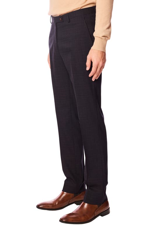 Paisley & Gray Downing Slim Fit Flat Front Grid Dress Pants In Black