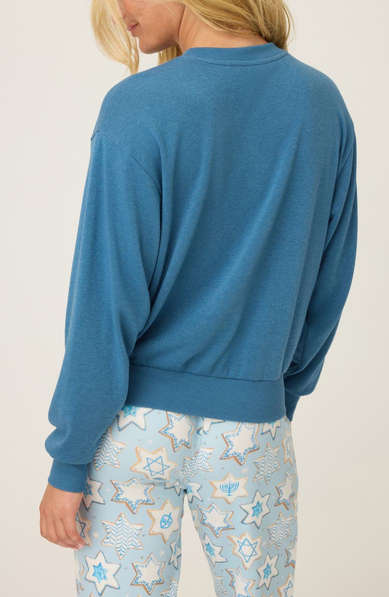 PJ Salvage You Had Me at Shalom Pajama Sweatshirt, Alternate, color, Steel Blue
