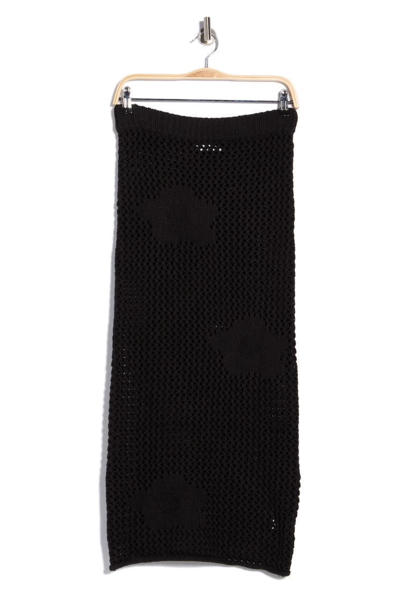 Floral Crochet Midi Skirt, Main, color, BLACK