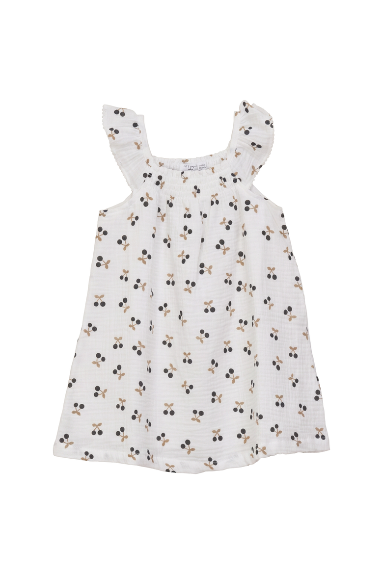 Girls Crinkle Cotton Cherry Print Jumper, Alternate, color, White
