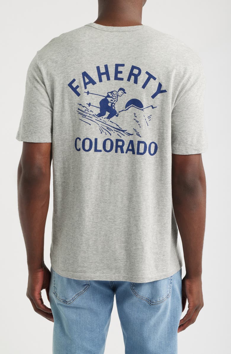Faherty Sunwashed Colorado Graphic Pocket T-Shirt, Alternate, color, Granite Heather