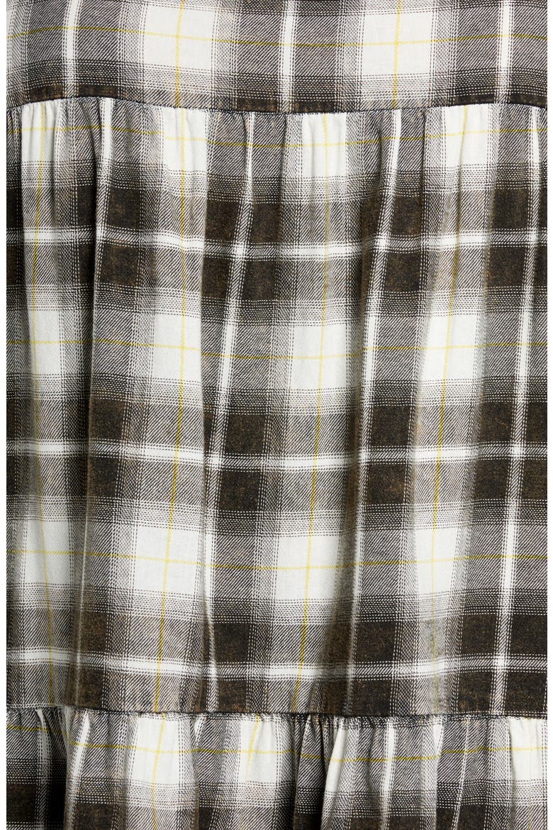 Plaid Long Sleeve Minidress, Alternate, color, IVORY- BLACK MARLEY PLAID