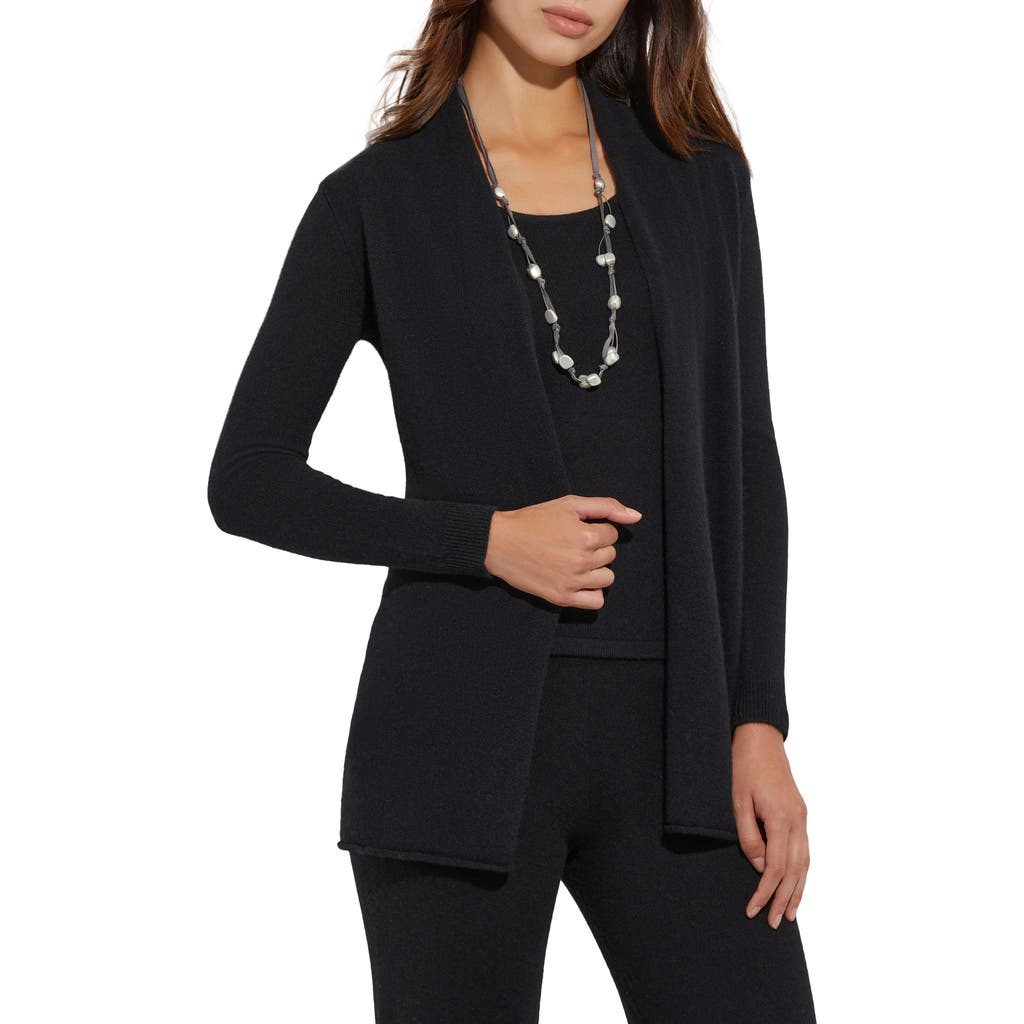 Misook Cashmere Open Front Cardigan In Black