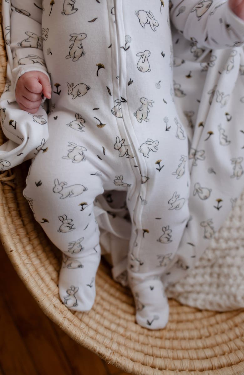 L'ovedbaby Bunny Print Fitted One-Piece Organic Cotton Footie Pajamas, Alternate, color, 