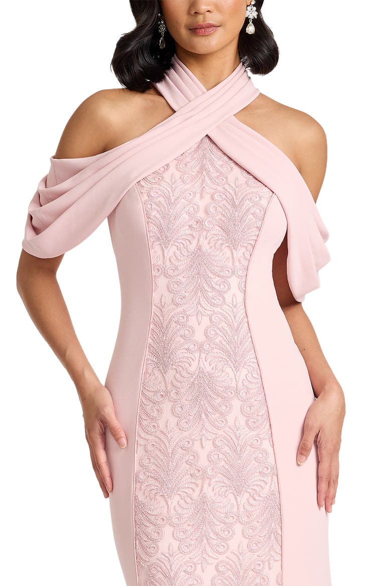 Lace Inset Cold-Shoulder Gown, Alternate, color, ROSE QUARTZ