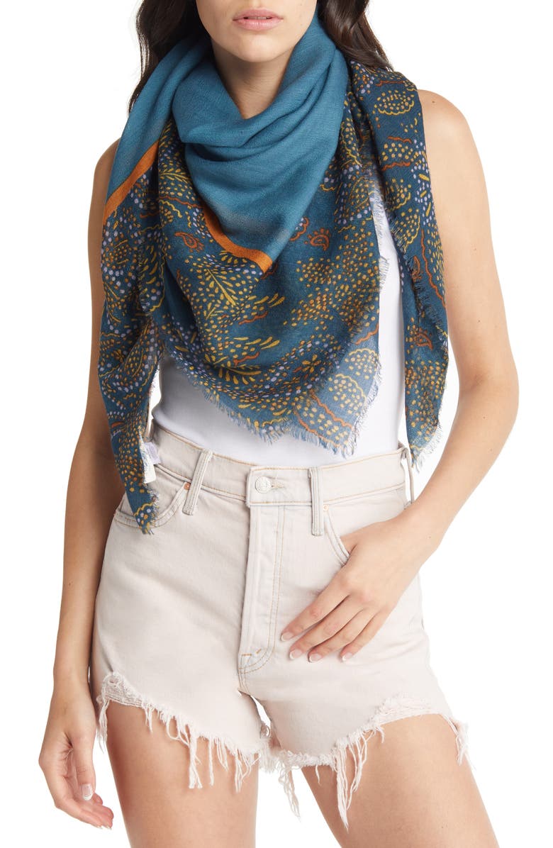 Treasure & Bond Print Square Wool Scarf, Main, color,