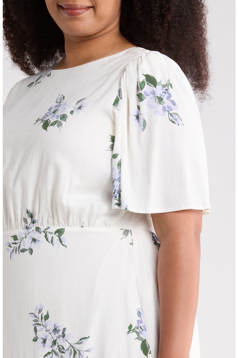 Porto Floral Smocked Midi Dress, Alternate, color, WHITE-BLUE-MULTI