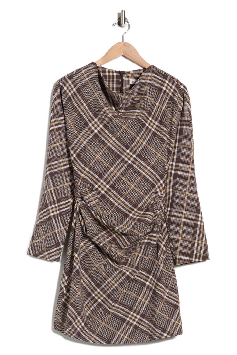 Harpor Long Sleeve Dress, Main, color, CHOCOLATE PLAID