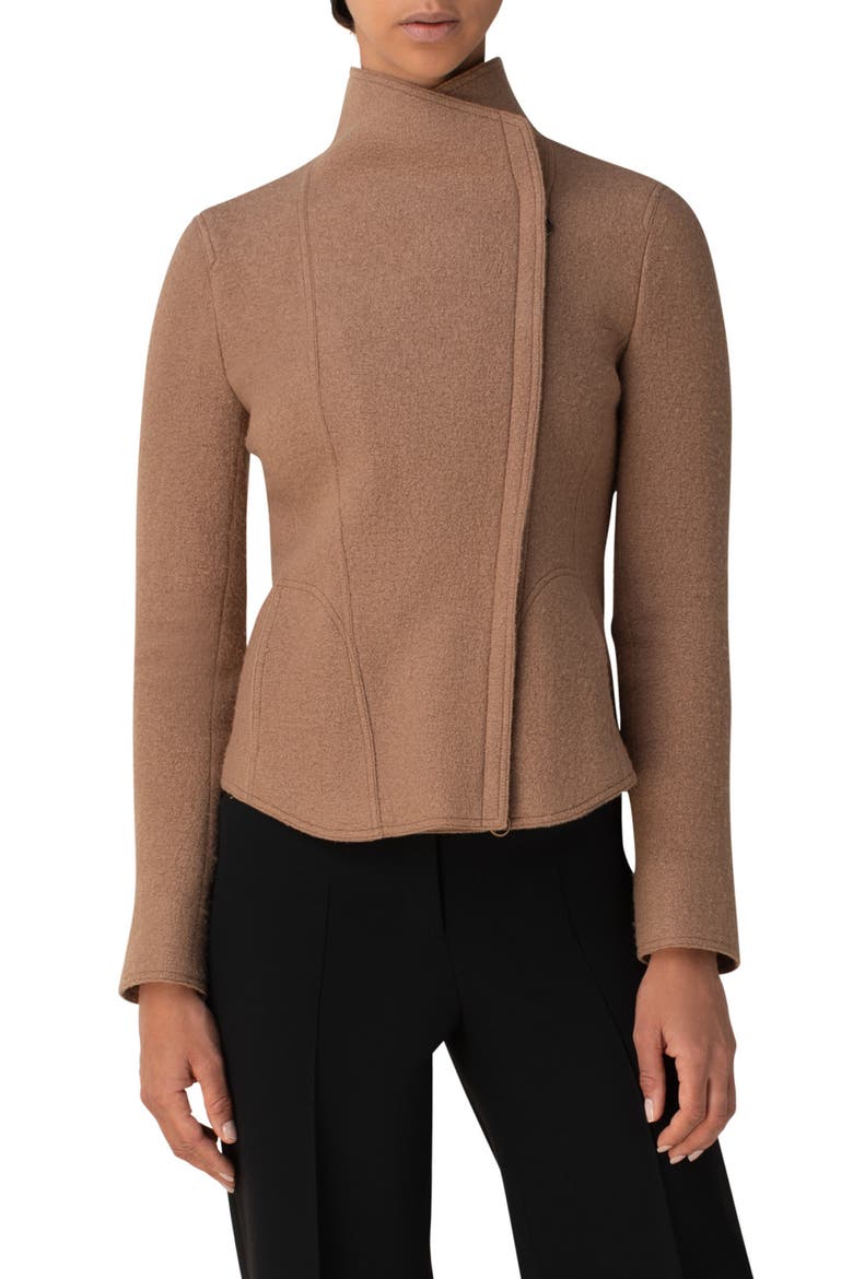 Felted Wool Biker Jacket, Alternate, color, TATAMI