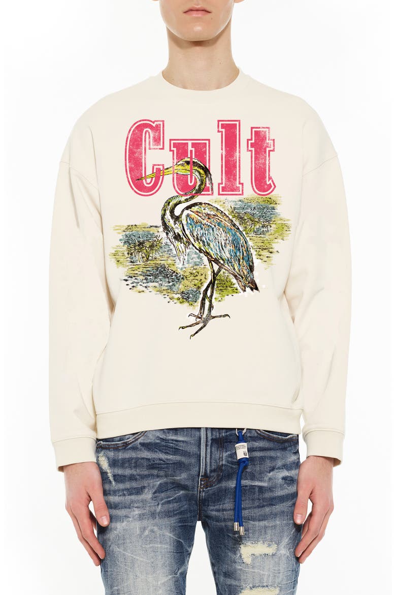 Novelty Cotton Fleece Sweatshirt, Main, color, WINTER WHITE