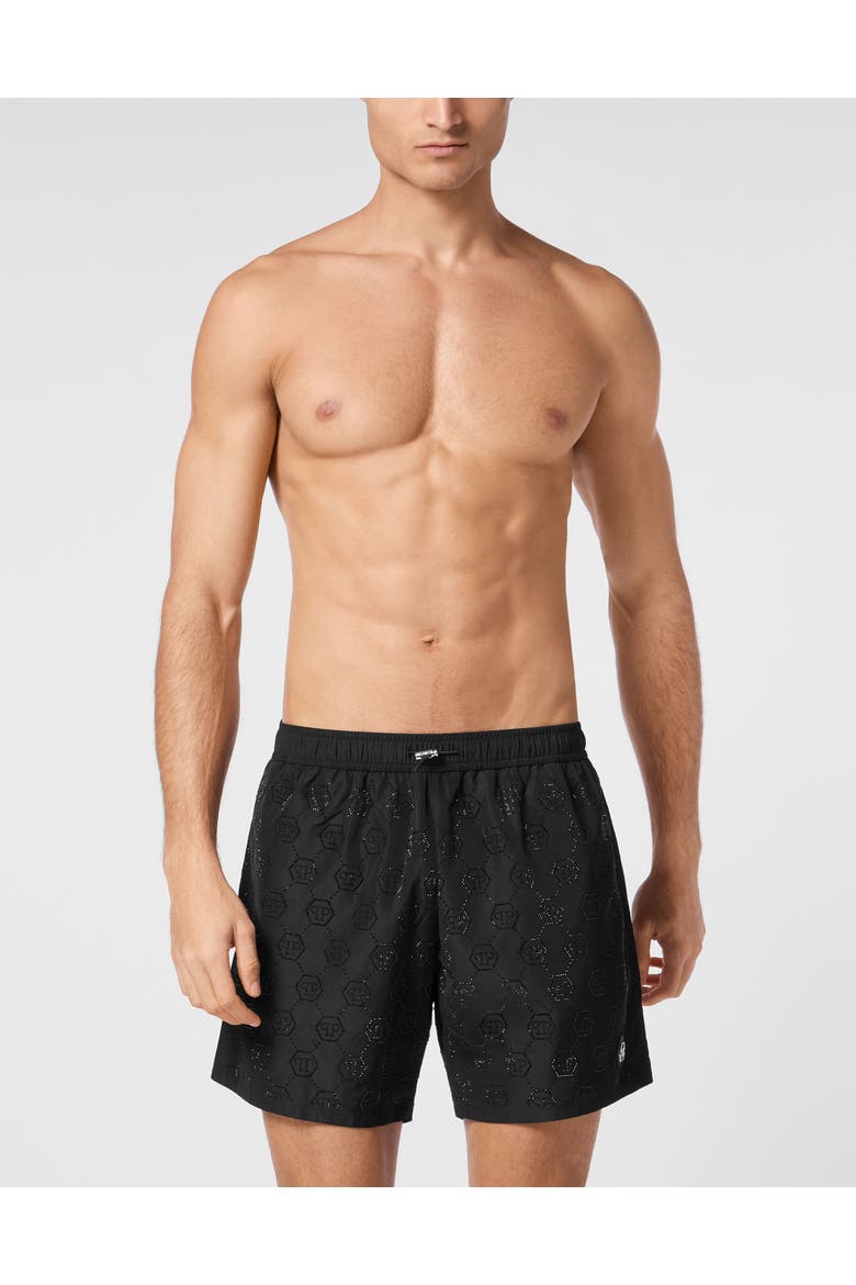 Beachwear Short Trousers Crystal Men, Main, color, black