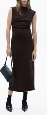 MANGO Gathered Detail Herringbone Stitch Knit Dress