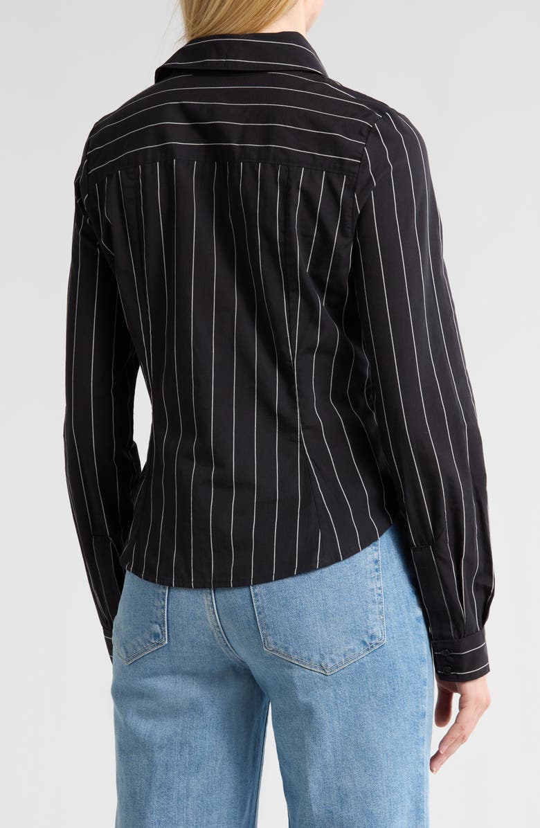 PAIGE Rosaly Stripe Crop Button-Up Shirt, Alternate, color, Black/ Buttercream