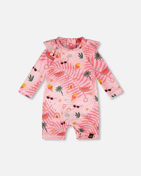 One-Piece Long Sleeve Beach Print Rashguard (Baby)