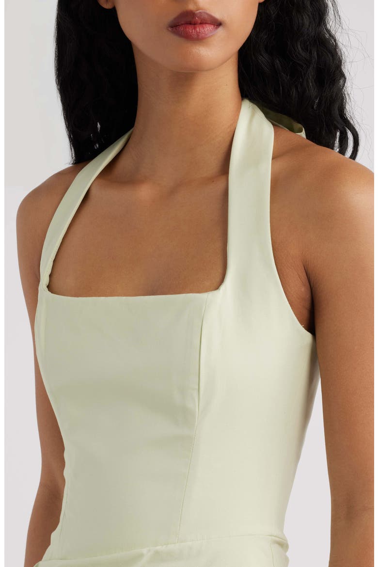 Tallulah Halter Neck Stretch Cotton Midi Dress, Alternate, color, MATCHA GREEN