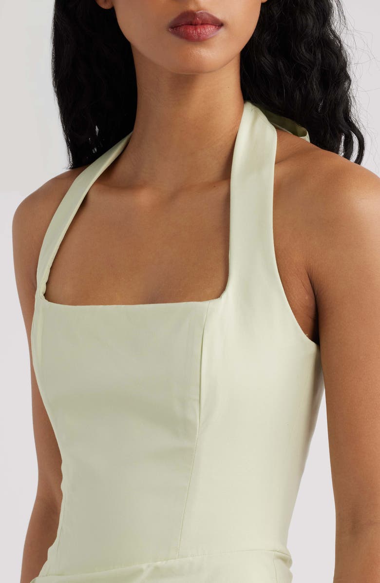 HOUSE OF CB Tallulah Halter Neck Stretch Cotton Midi Dress, Alternate, color, Matcha Green