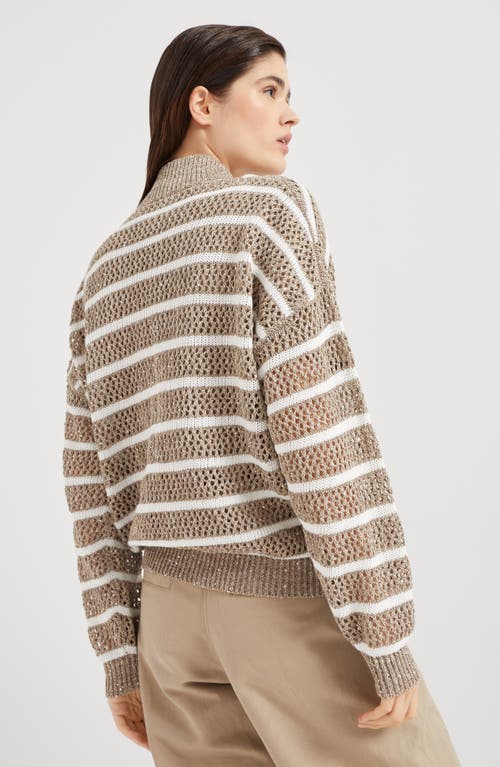 Brunello Cucinelli Dazzling Net Cardigan In Biscuit