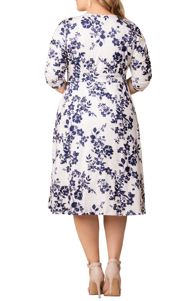 Kiyonna Gabriella Print Jersey A-Line Dress, Alternate, color, Ivory Florals