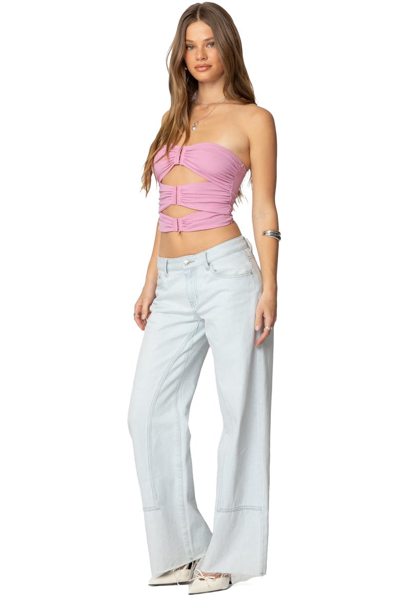 Ariella Cutout Strapless Crop Top, Alternate, color, PINK