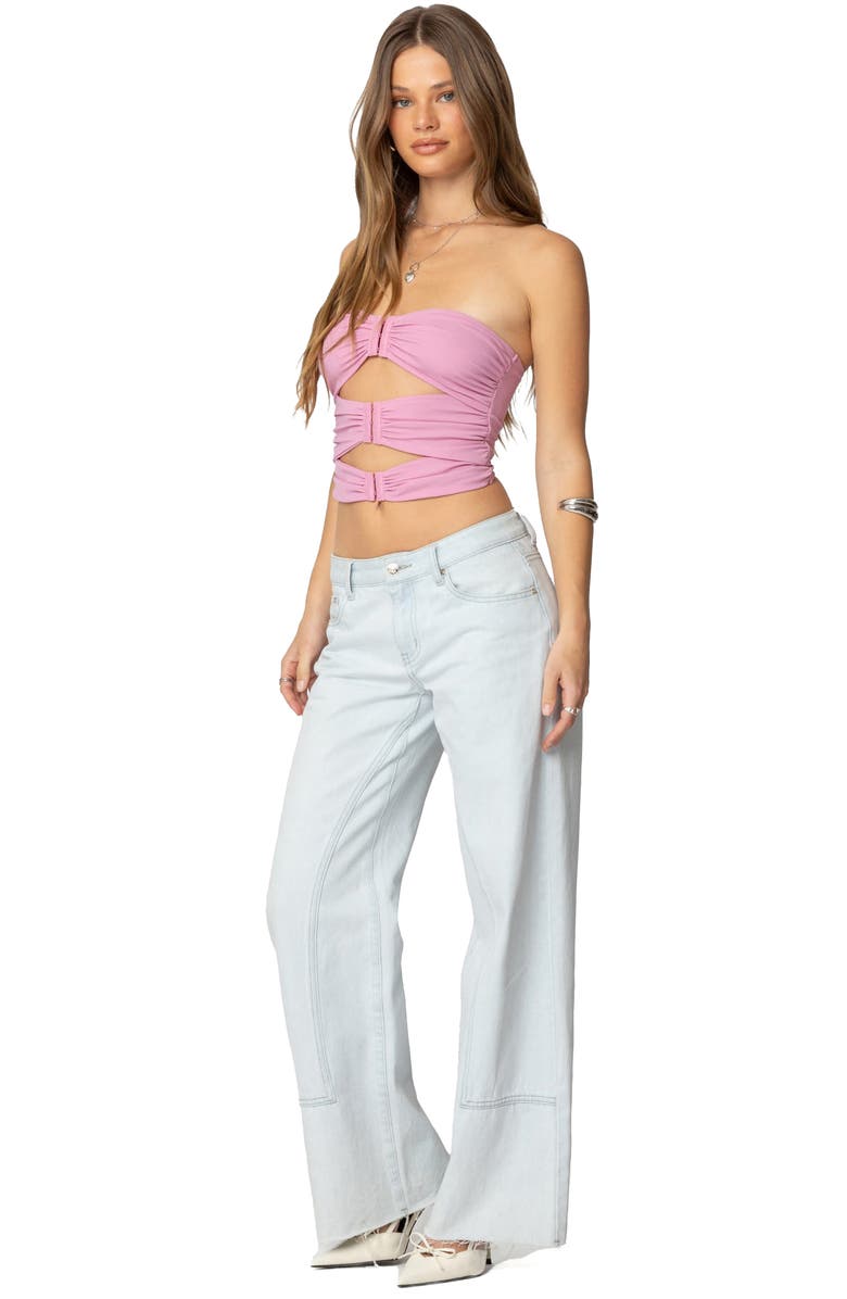 EDIKTED Ariella Cutout Strapless Crop Top, Alternate, color, Pink