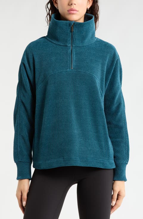 Half Zip Waffle Stitch Sweatshirt