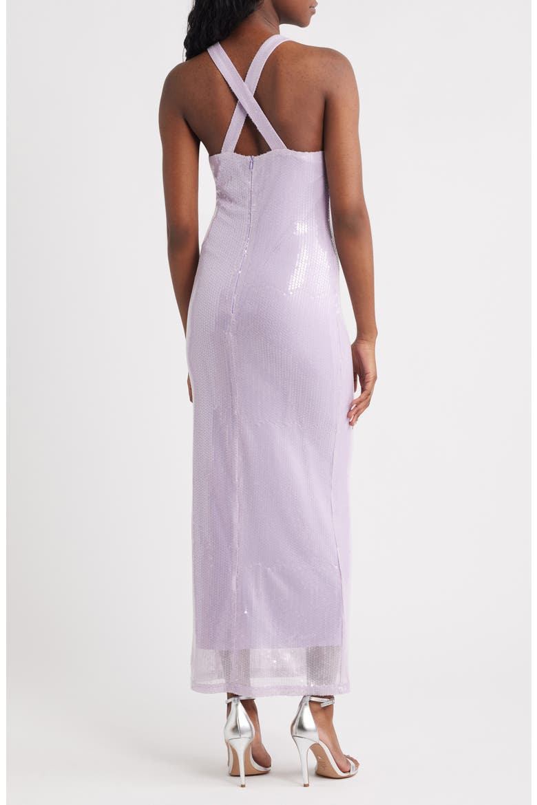 Sequin Sleeveless Gown, Alternate, color, LILAC