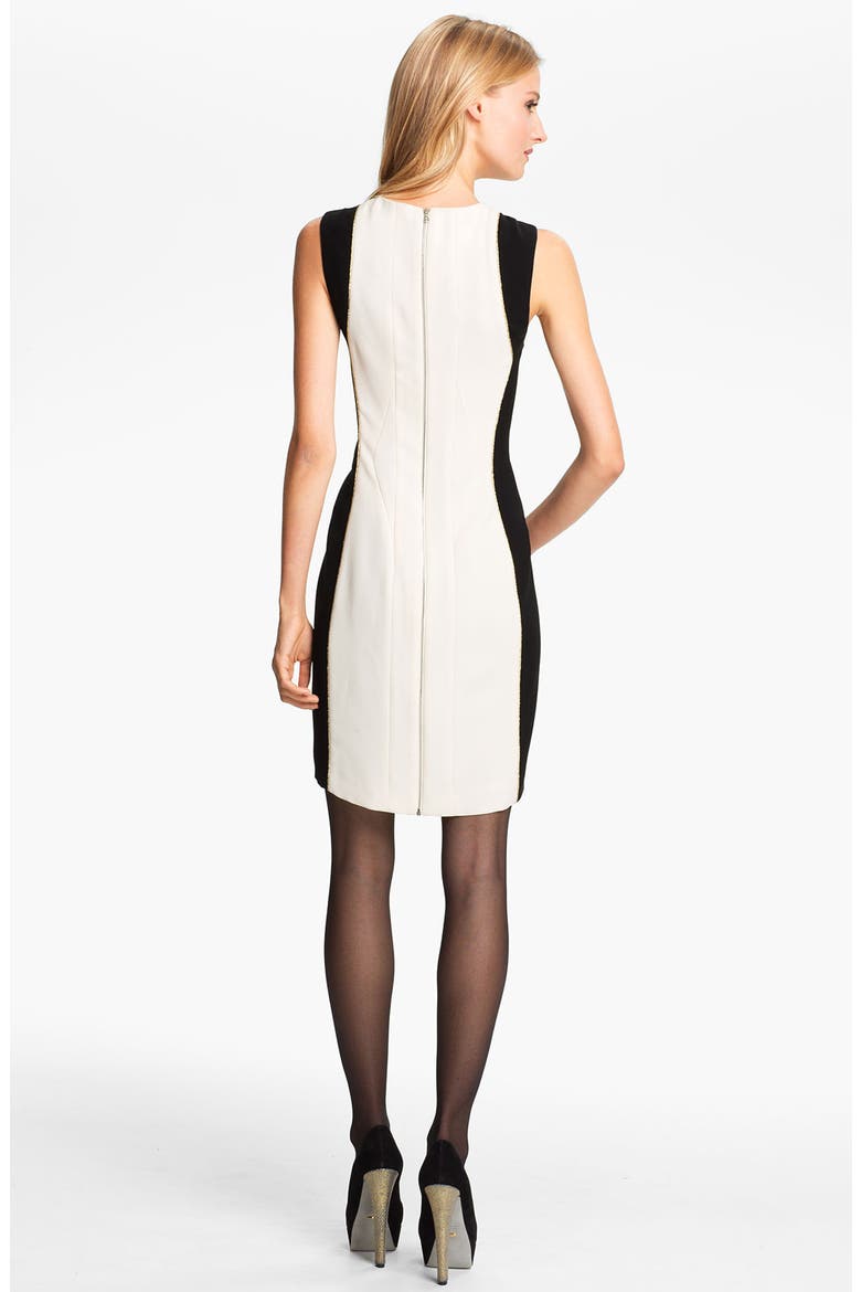 'Dupont' Metallic Piped Sheath Dress, Alternate, color, IVORY