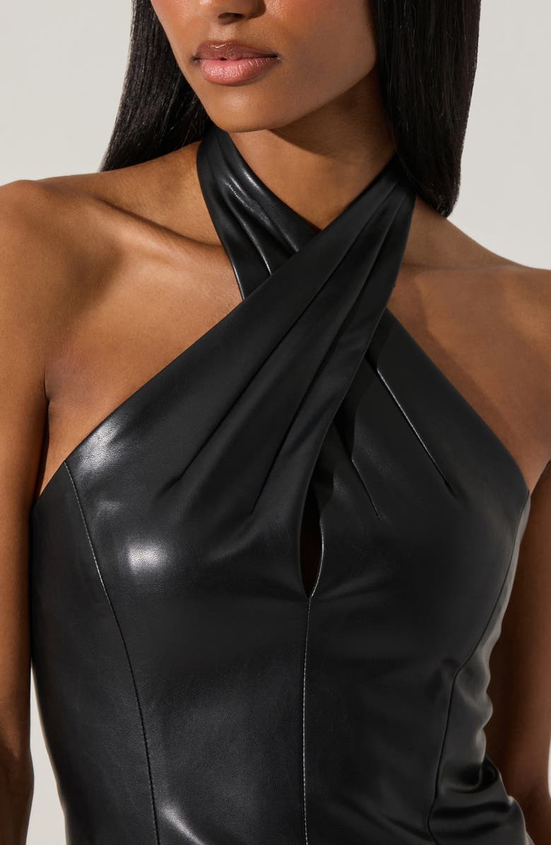ASTR the Label Yaritza Faux Leather Halter Top, Alternate, color, Black