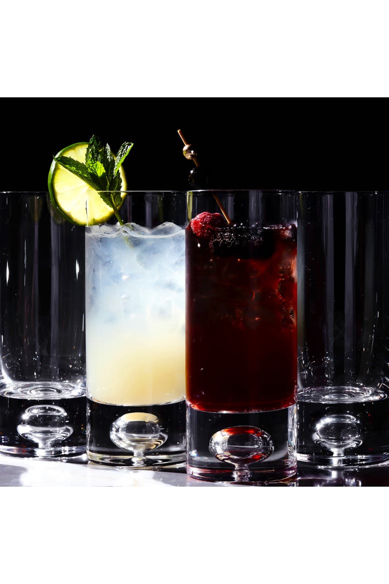 Crystal Bubble Base Collins Glass Highball Tumbler - 12oz - Set of 4, Alternate, color, Clear