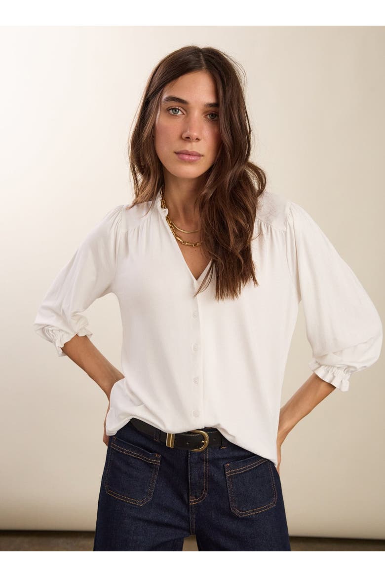 Annie Ruffle Collar Blouse, Alternate, color, Pure White