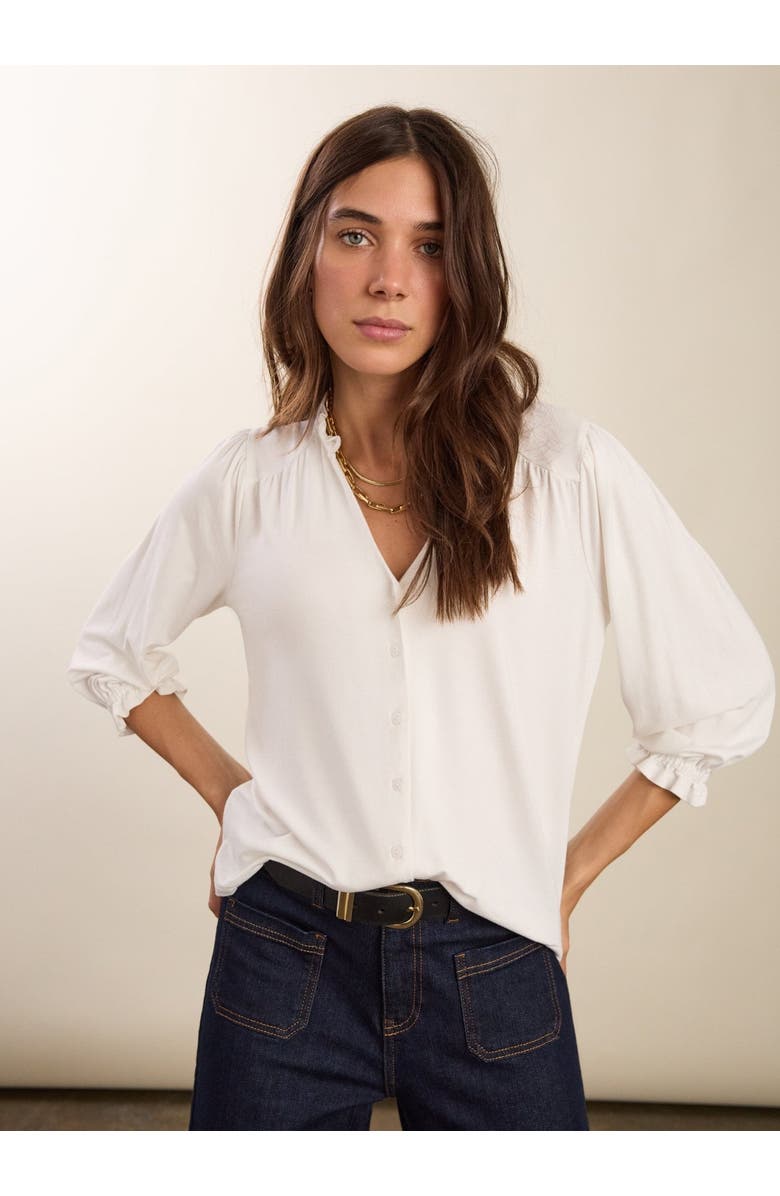 Baukjen Annie Ruffle Collar Blouse, Alternate, color, Pure White