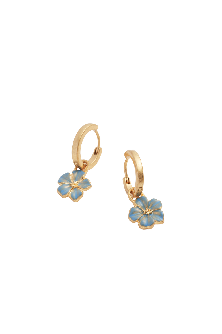 Flower Huggie Earrings, Alternate, color, Blue & Gold