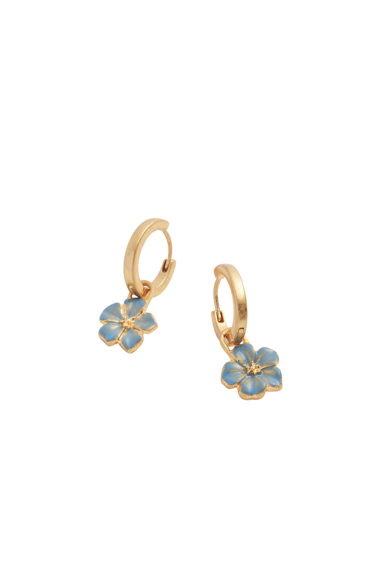 Fable England Flower Huggie Earrings, Alternate, color, Blue & Gold