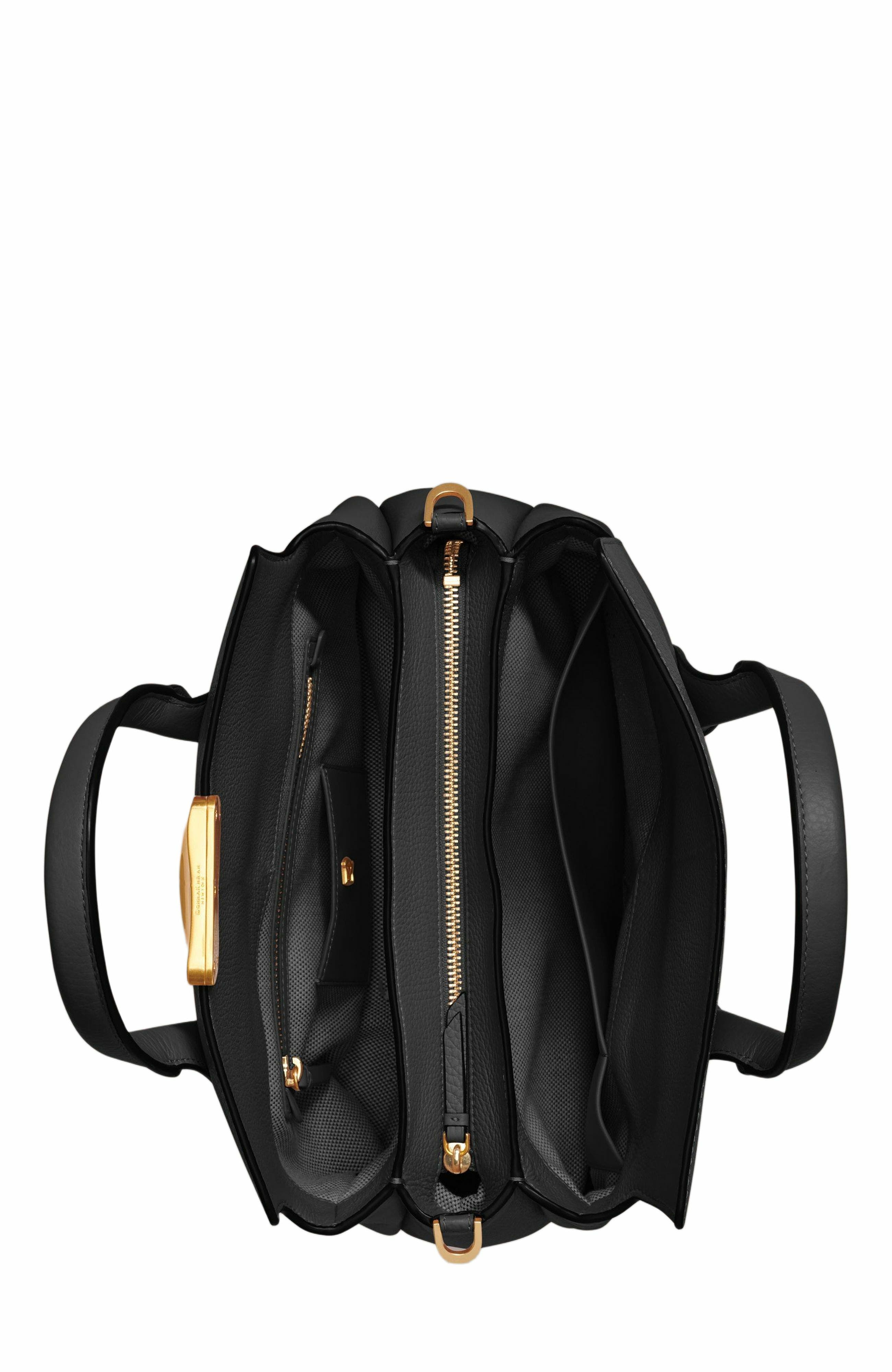 DONNA KARAN Amagansett Satchel, Alternate, color, Black/Gold