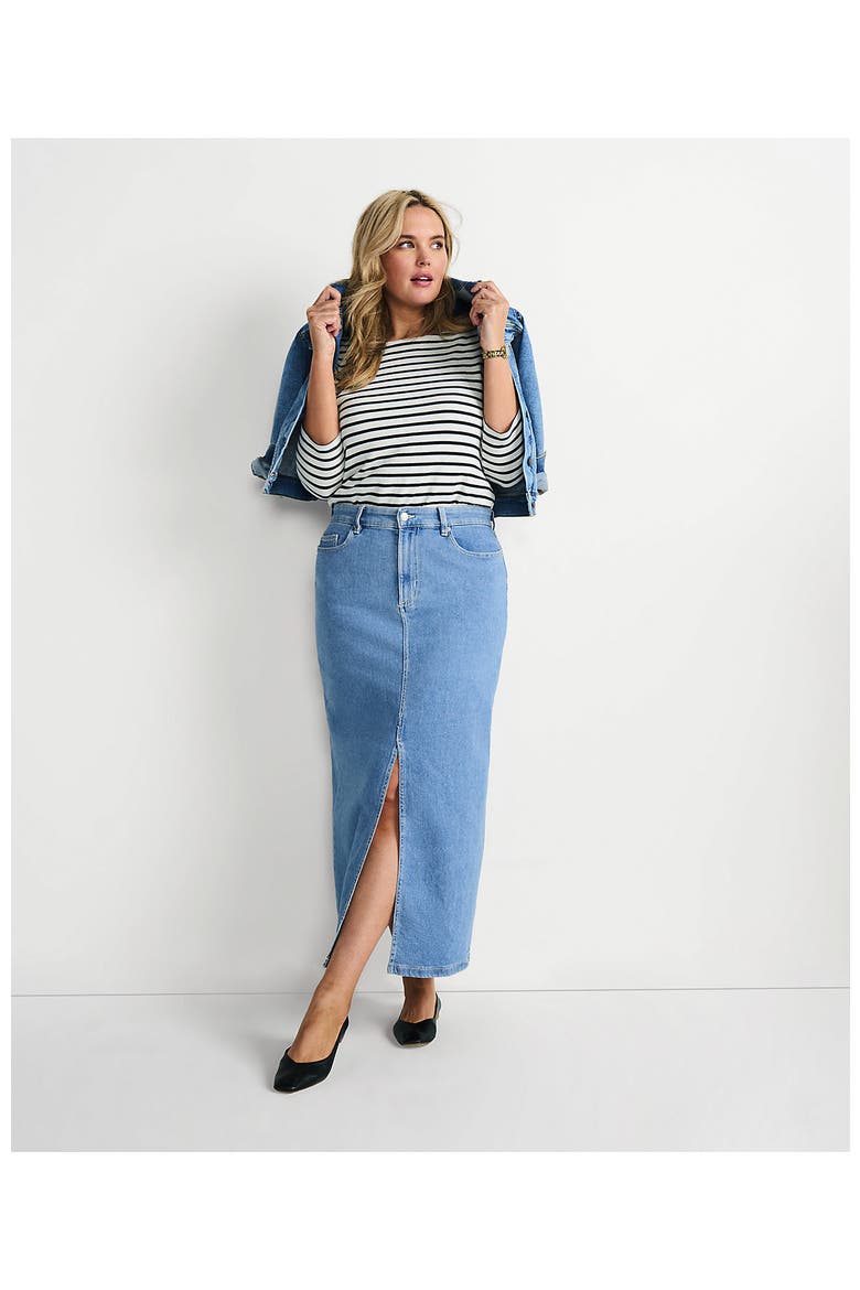 Plus Size Soft Denim Maxi Skirt, Alternate, color, Hutton Blue Wash