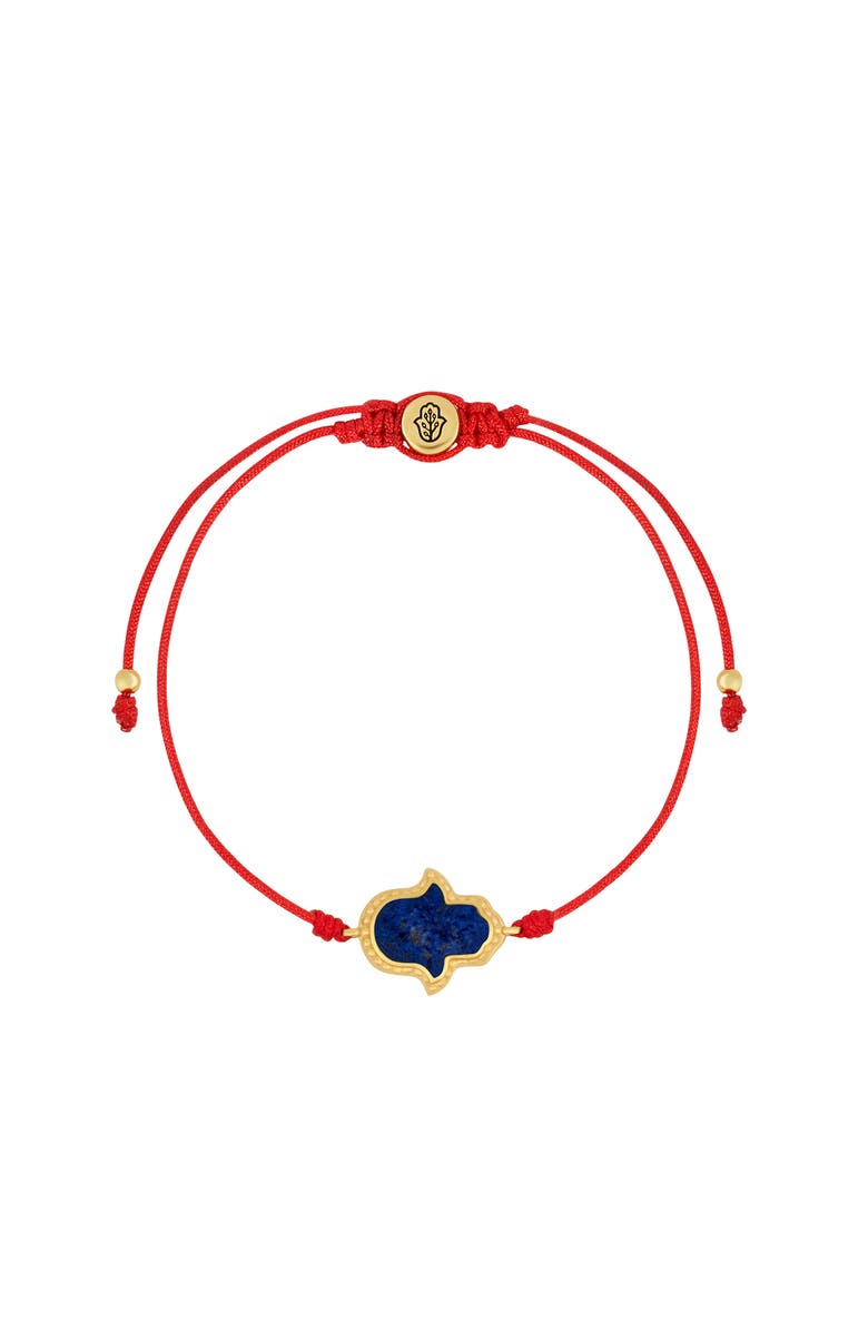 Karma and Luck Soul's Gratitude Hamsa Lapis Lazuli Red String Bracelet, Main, color, Red/Blue
