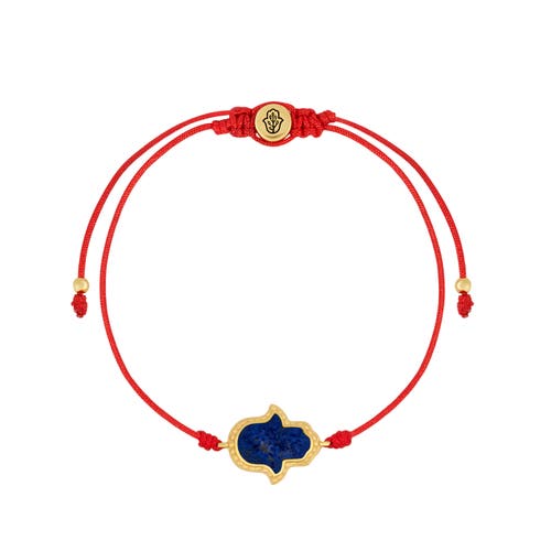 Karma And Luck Soul's Gratitude Hamsa Lapis Lazuli Red String Bracelet In Multi