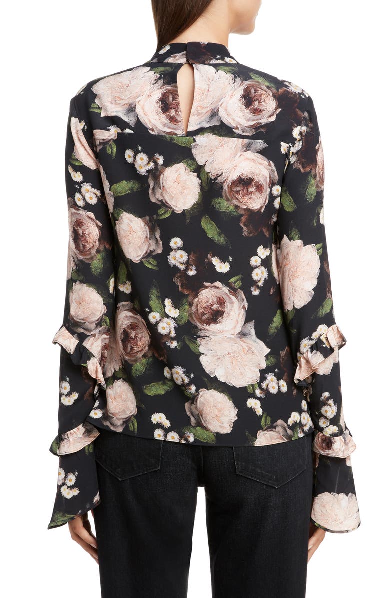 Erdem Print Silk Crêpe de Chine Blouse, Alternate, color,