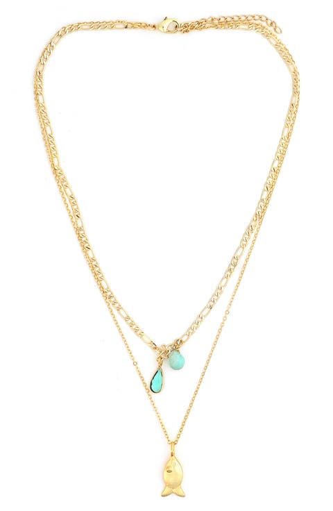 Layered Fish Pendant Necklace