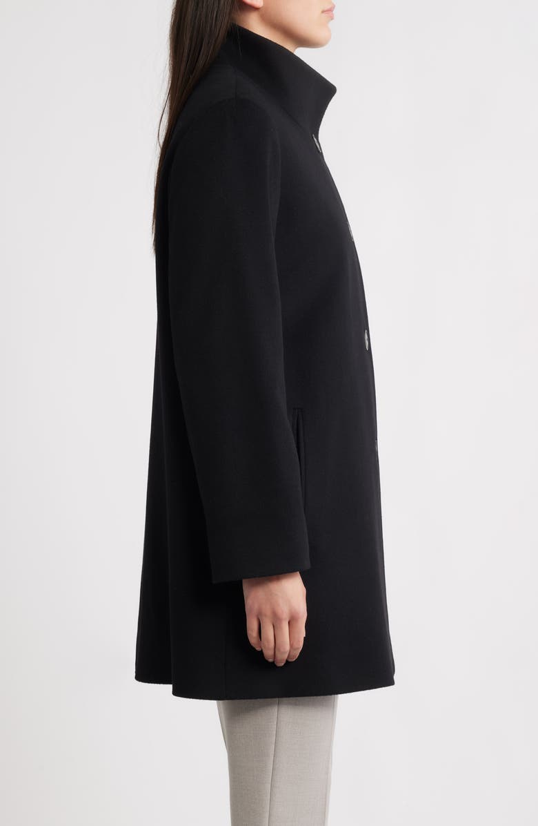 Fleurette Grace Stand Collar Wool Coat, Alternate, color, Black