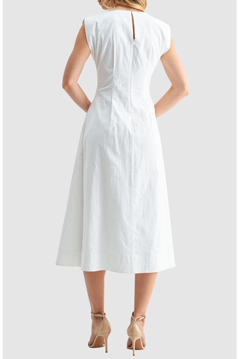 Cinched Midi Dress, Alternate, color, WHITE
