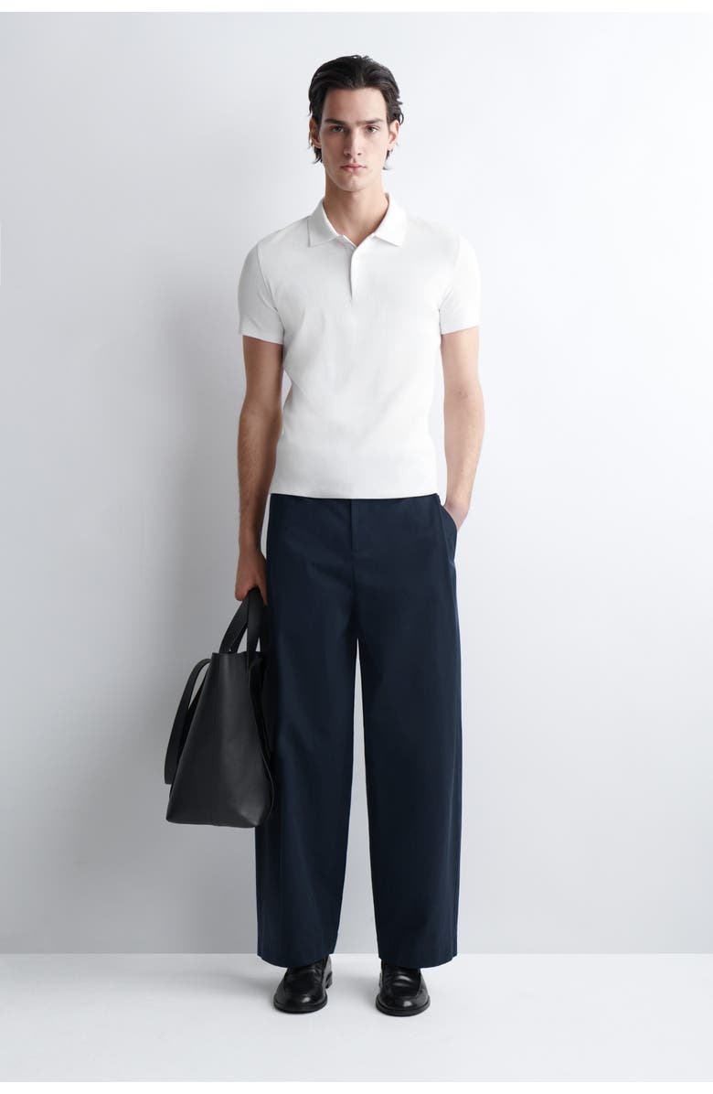 COS Slim Ribbed Cotton Polo Shirt, Alternate, color, White