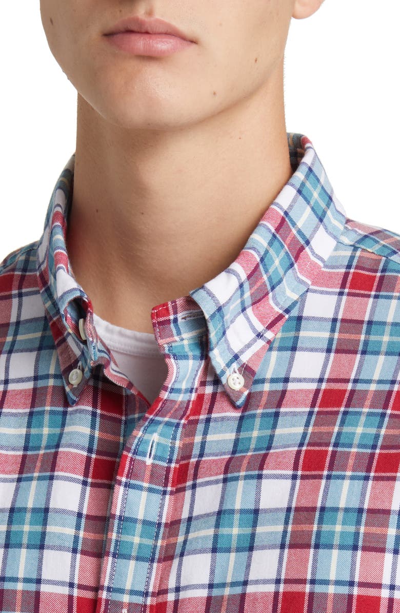 Brooks Brothers Plaid Brushed Cotton & Wool Flannel Button-Down Shirt, Alternate, color, 