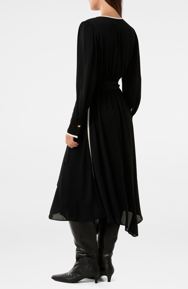 Ever New Amelie Contrast Trim Long Sleeve Wrap Midi Dress, Alternate, color,