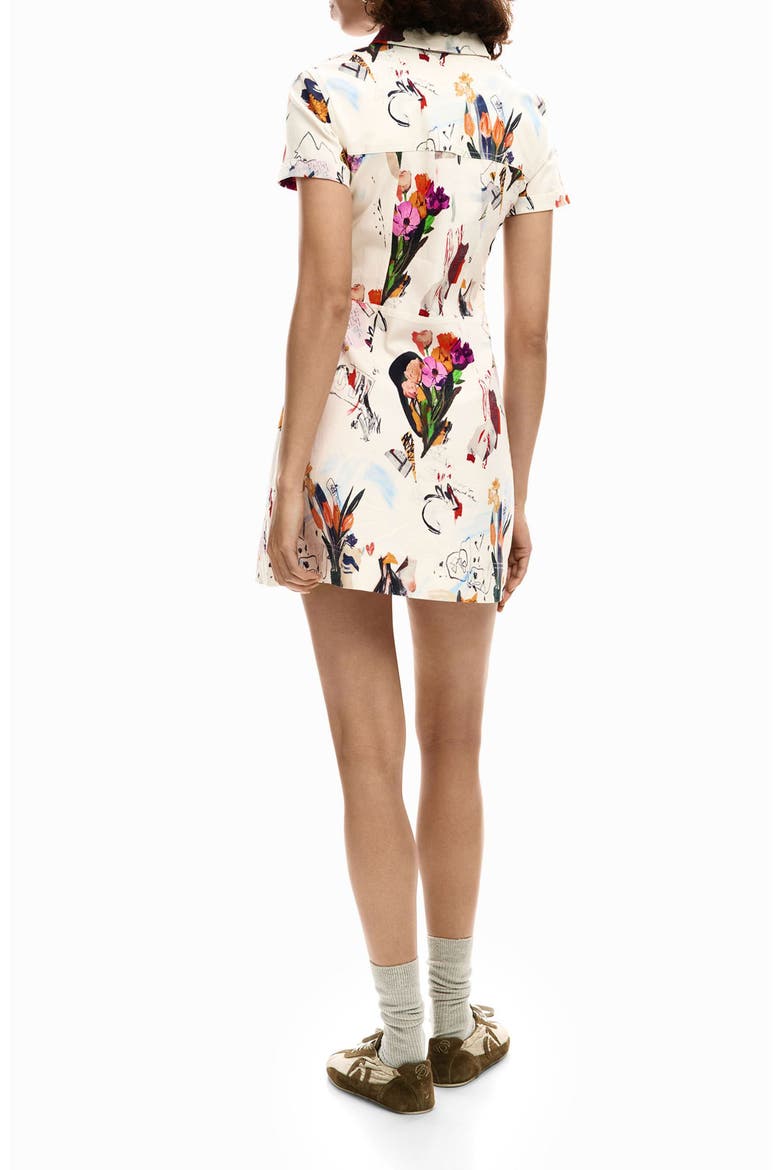 Printed Mini Shirtdress, Alternate, color, MEDIUM BEIGE
