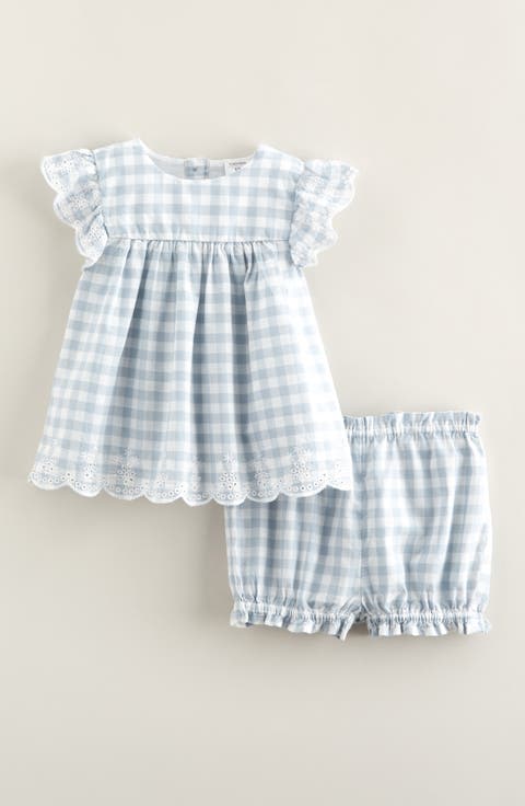 Scalloped Gingham Check Cotton Top & Bloomers (Baby)